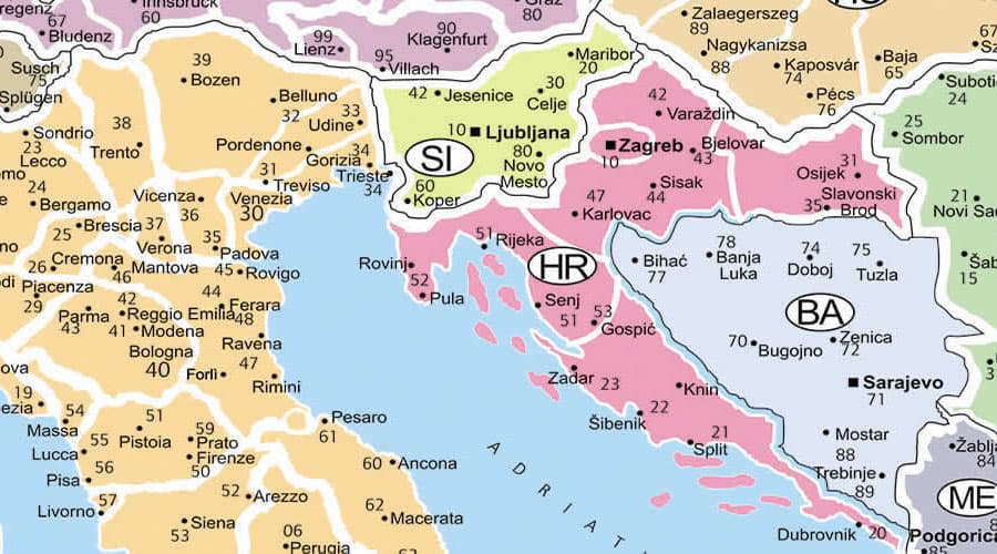 Europe - postal codes map