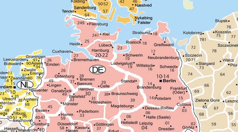 Europe - postal codes map