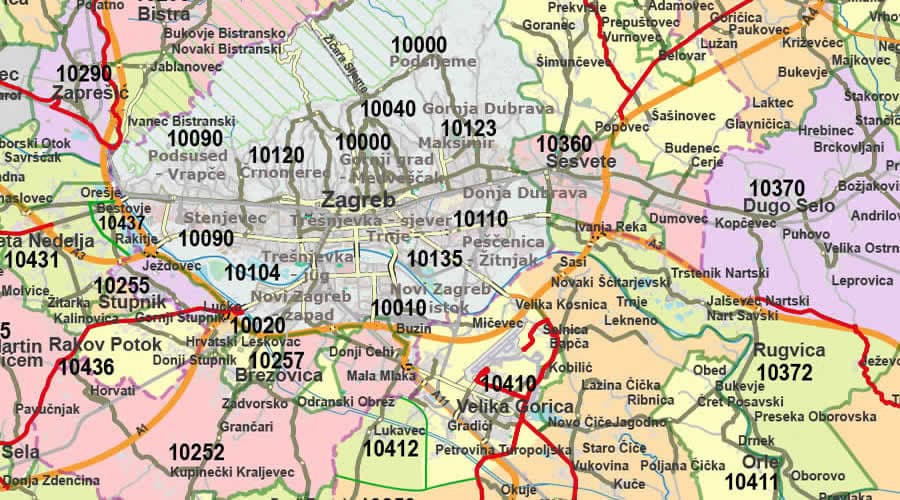 Croatia - postal codes map