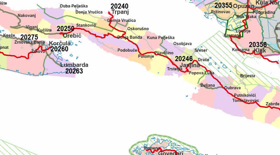Croatia - postal codes map