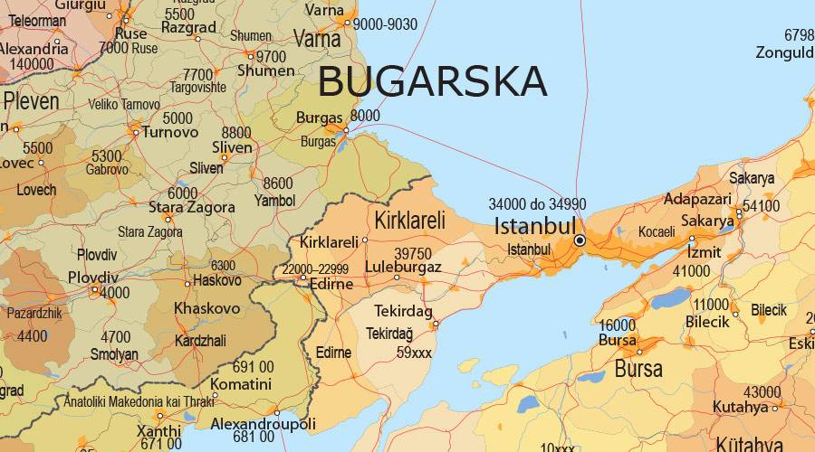 Europe - postal codes map