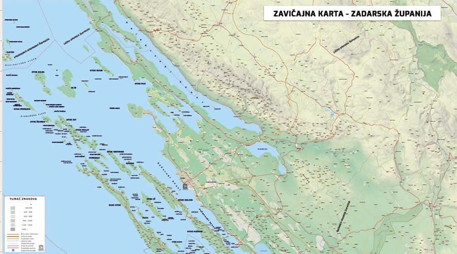 School wall map Zadar county