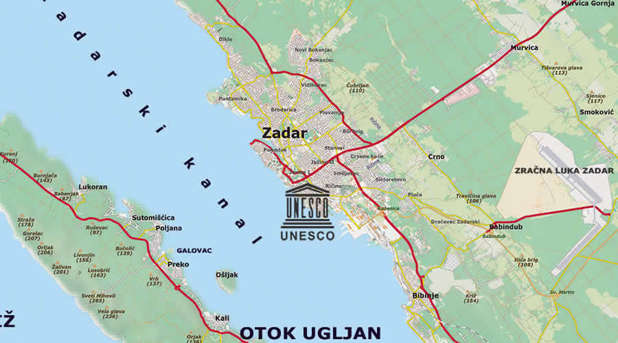 School wall map Zadar county