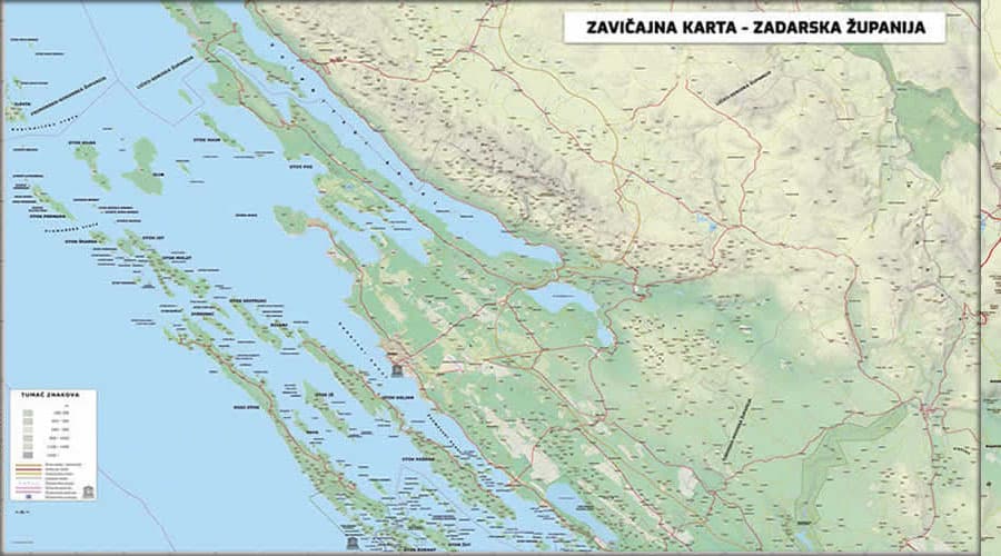 School wall map Zadar county