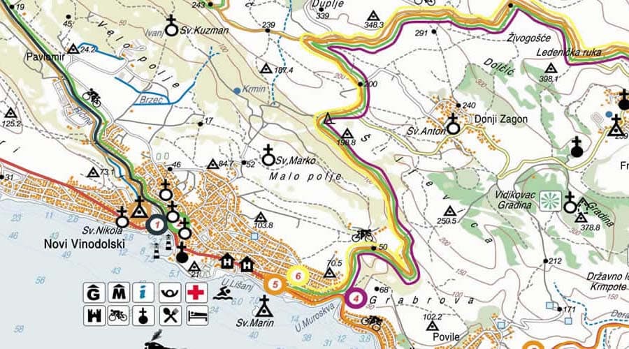 Road and tourist map of Vinodolski region