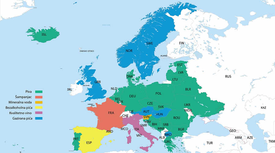 Prodaja proizvođača pića u EU, 2017. - karta EU