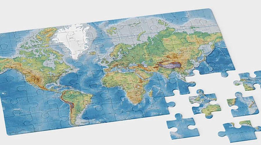 World map, puzzle
