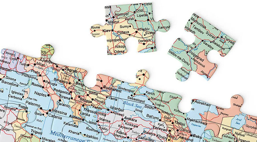 World political map, puzzle