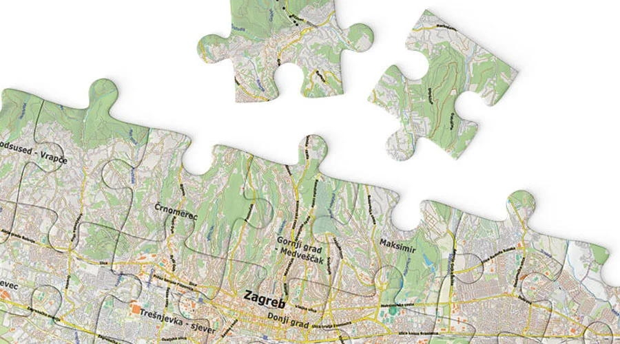 Zagreb area map, puzzle