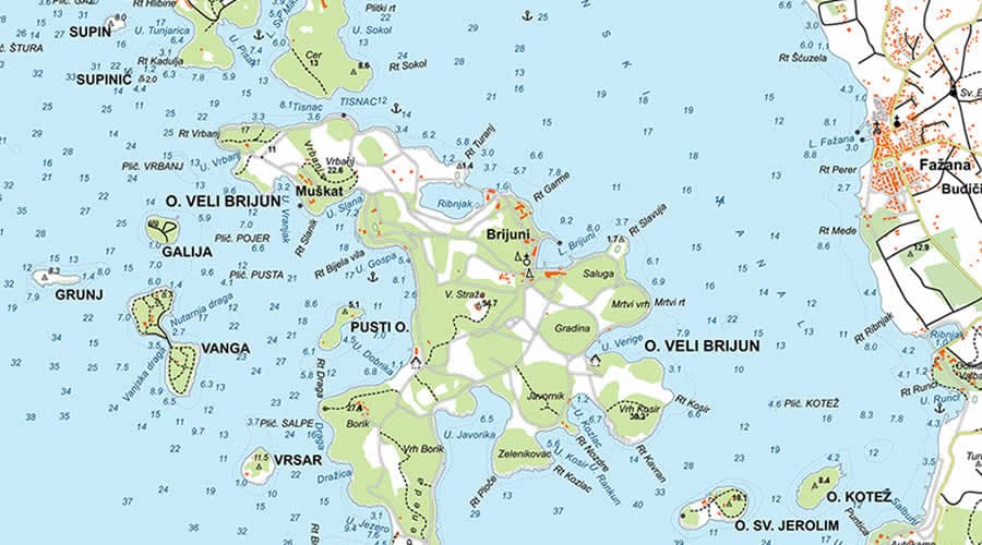 Nacionalni park Brijuni zemljovid/karta