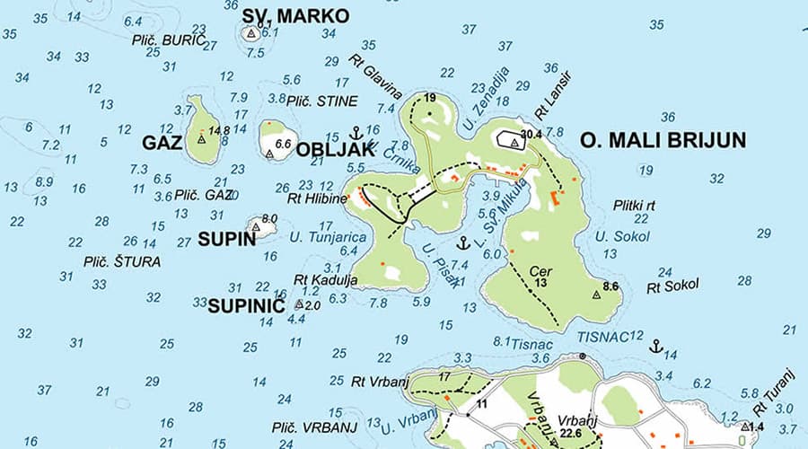 Brijuni nacionalni park karta Mali Brijun