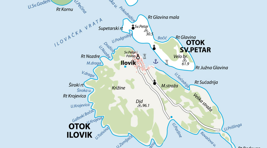 Otok Cres karta otok Ilovik