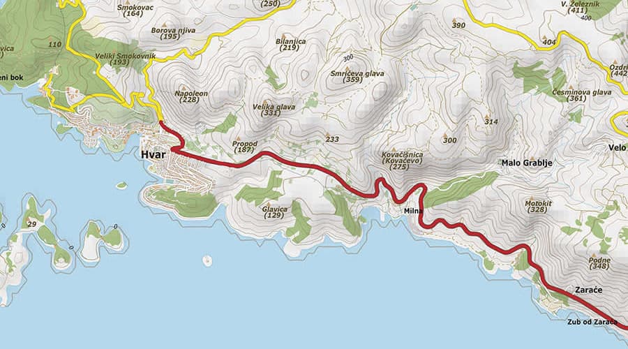 Otok Hvar karta Hvar