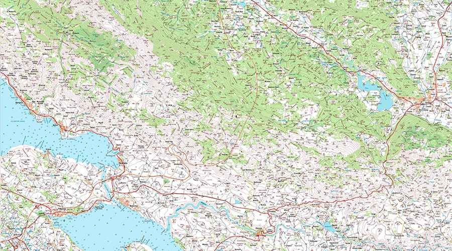 Lovinac - Posedarje zemljovid/topo karta