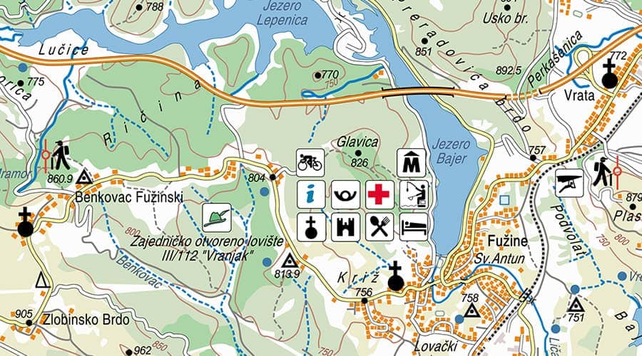 Vinodol topografska karta Fužine