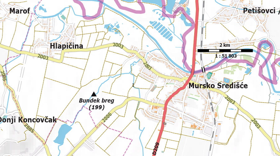 Međimurska županija karta Mursko Središće