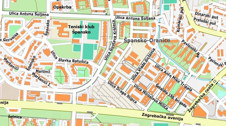 Karta - plan grada Zagreba Špansko